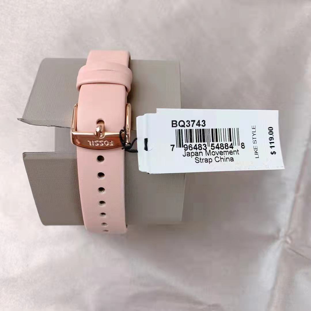 Fossil BQ3743 Women Three-Hand Pink Leather Strap Watch Fossil BQ3743 Women Three-Hand Pink Leather Strap Watch